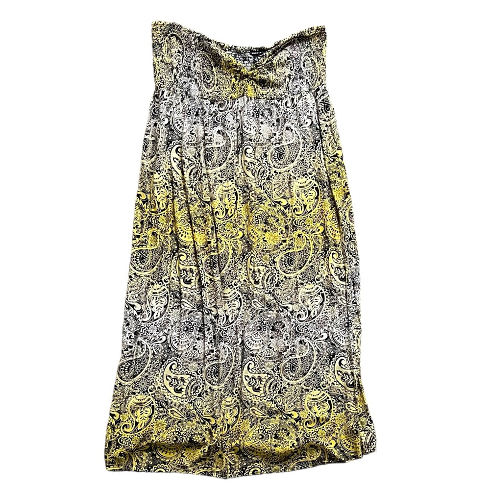 Torrid Black Yellow Paisley Smocked Front Strapless Maxi Dress Women's size 4x - Picture 1 of 11